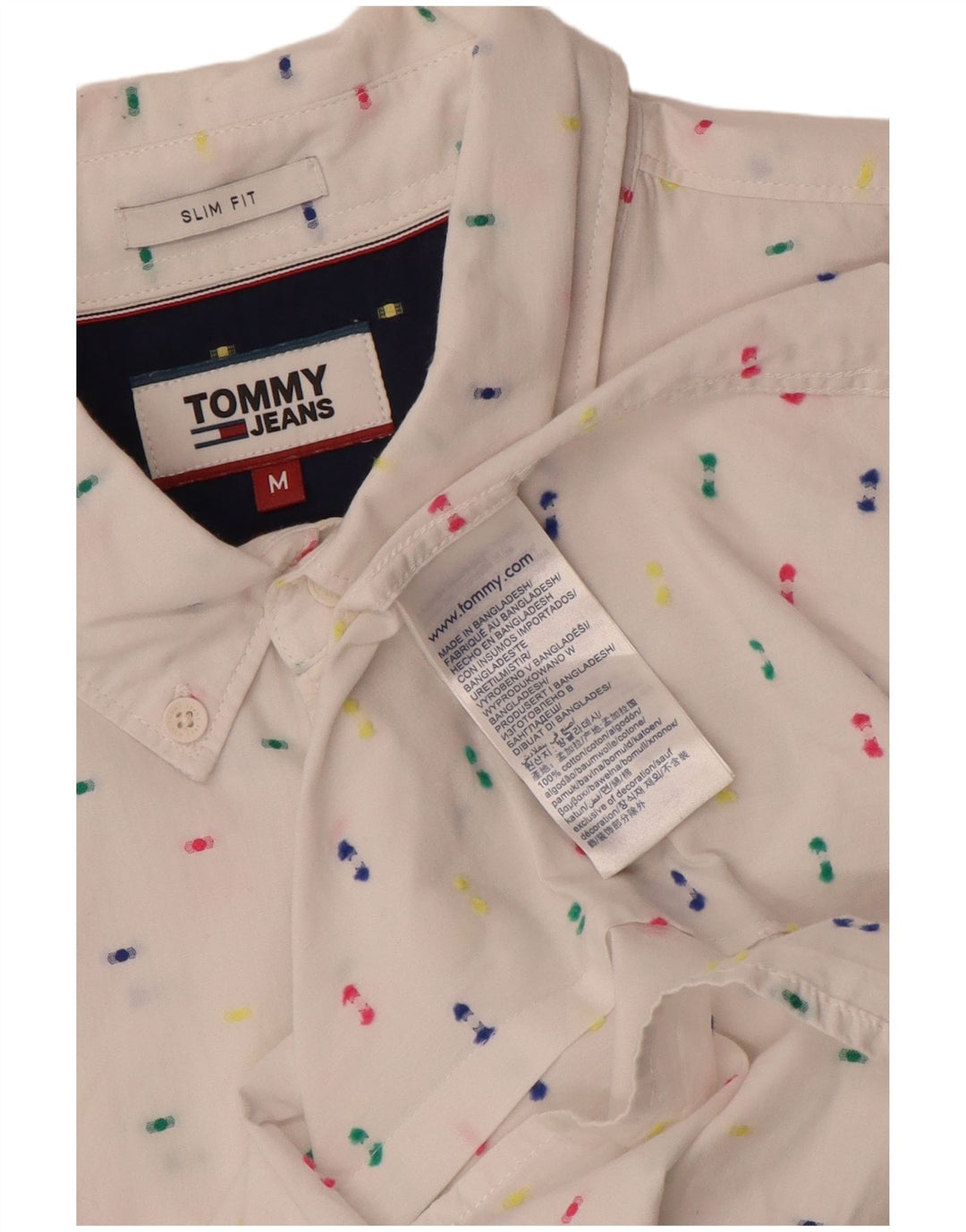 Tommy Hilfiger Herre Slim Fit skjorte Medium hvid plettet bomuld