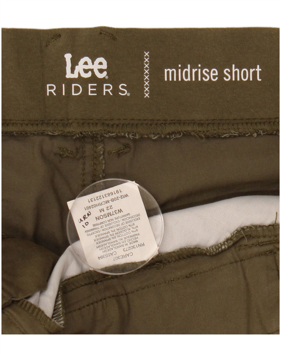 LEE dameryttere mellemhøje chinoshorts US 22 3XL W44 Khaki Bomuld