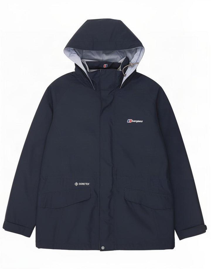 Berghaus Regnjakke med hætte til kvinder UK 14 Stor marineblå polyester
