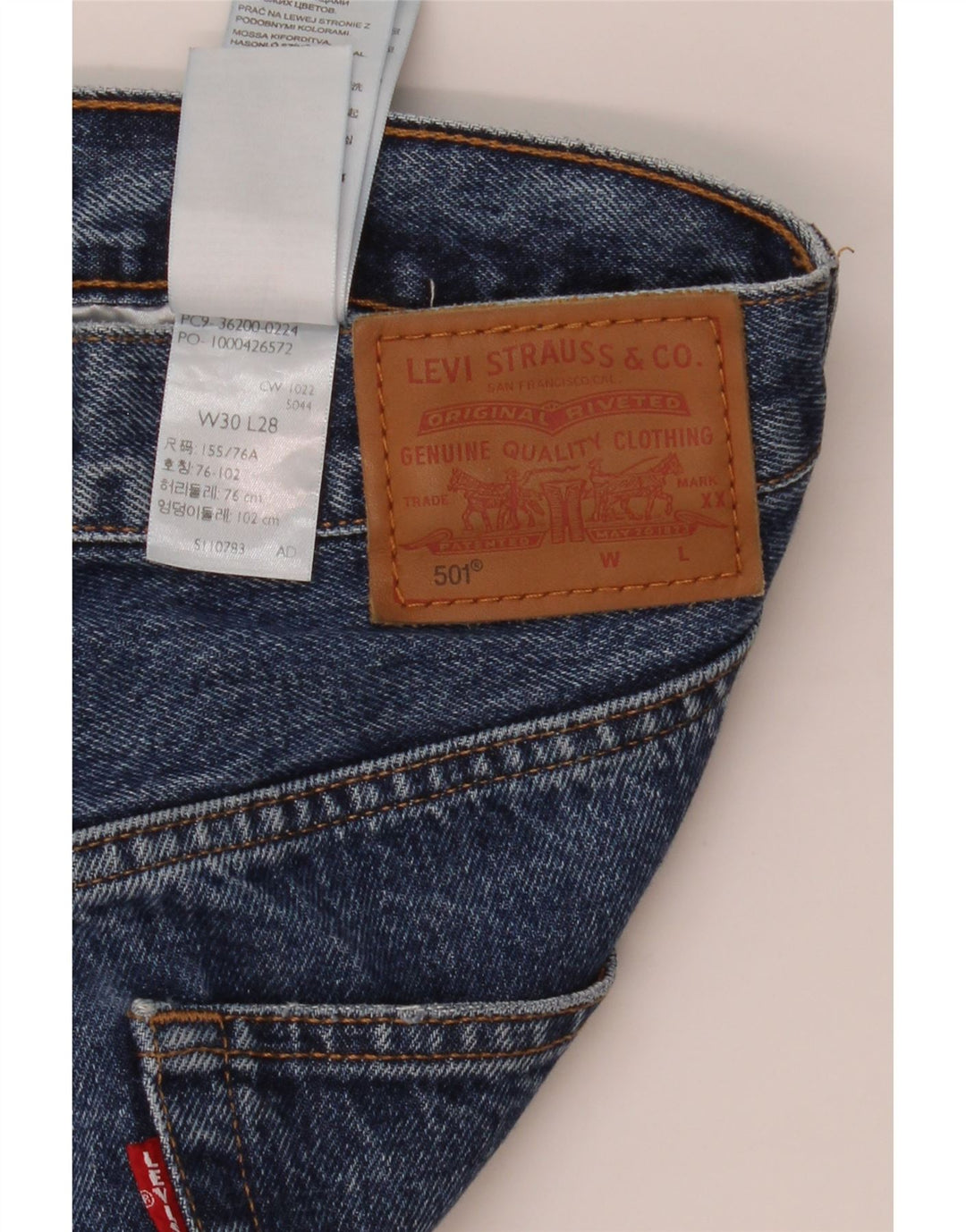 LEVI'S Dame 501 Crop Straight Jeans W30 L23 Blå Bomuld