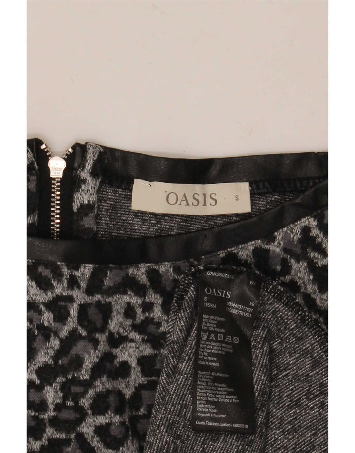 Oasis Dame 3/4-ærmet Tunika Top UK 10 Small Grå Animal Print Polyester