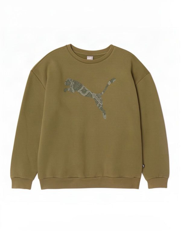 Puma Mens Graphic Sweatshirt Jumper XL Khaki Cotton