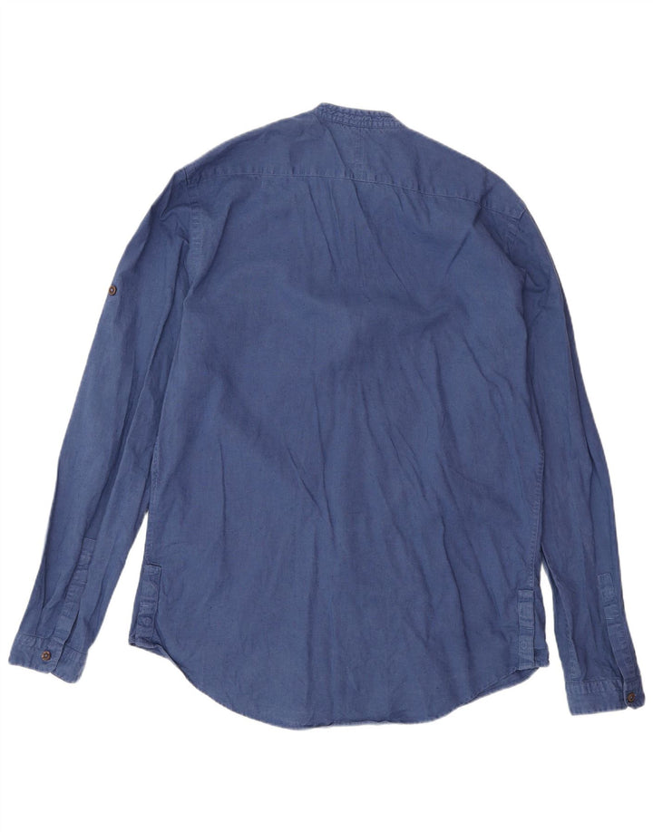 Zara Herre Slim Fit Skjorte Large Blue Linen