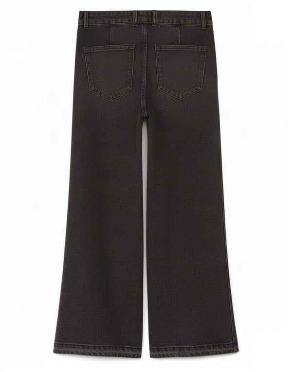 Zara Womens The Ness Crop Flared Jeans EU 36 XS W26 L26 Sort Bomuld