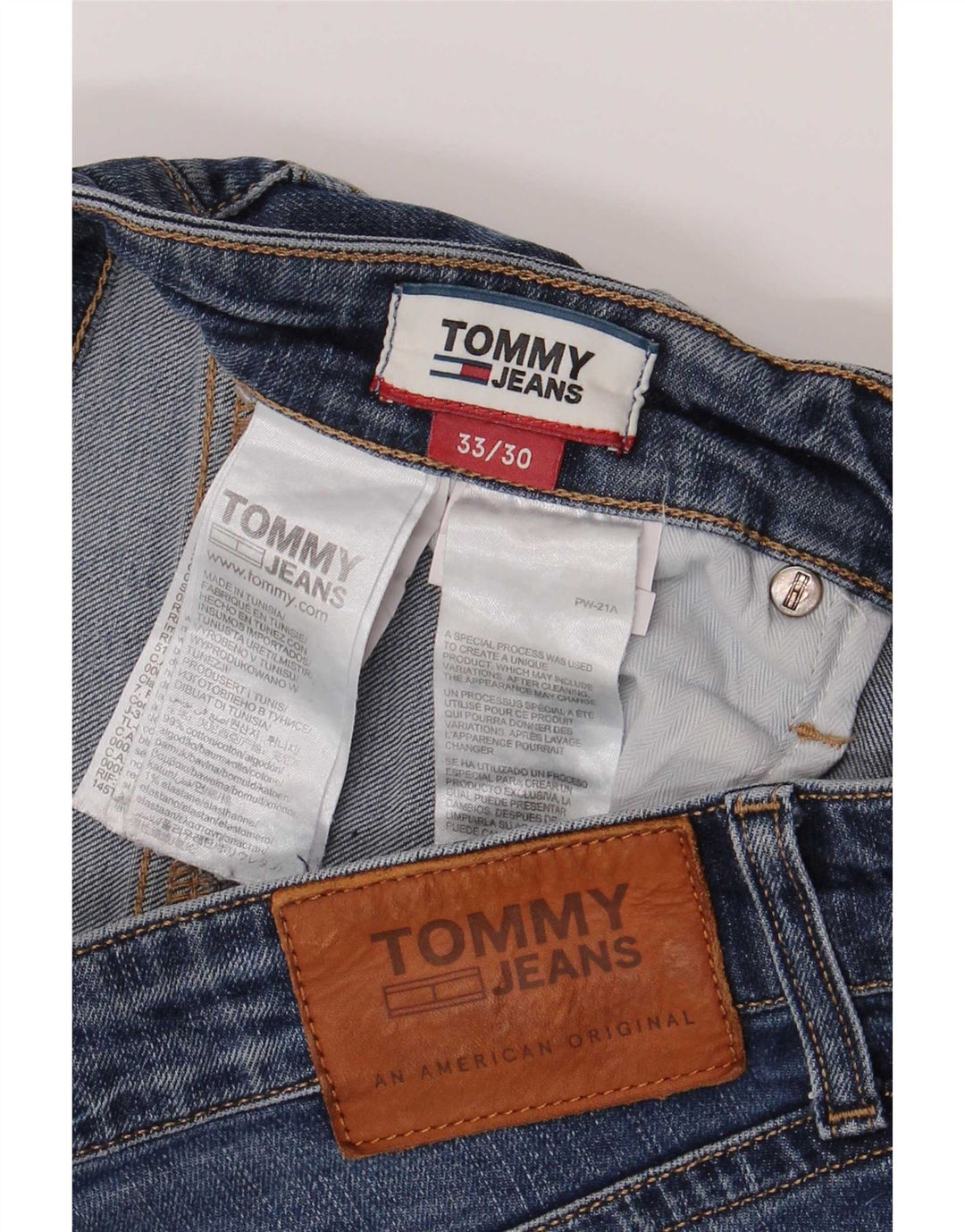 Tommy Hilfiger Straight Jeans til mænd W33 L30 Blå Bomuld