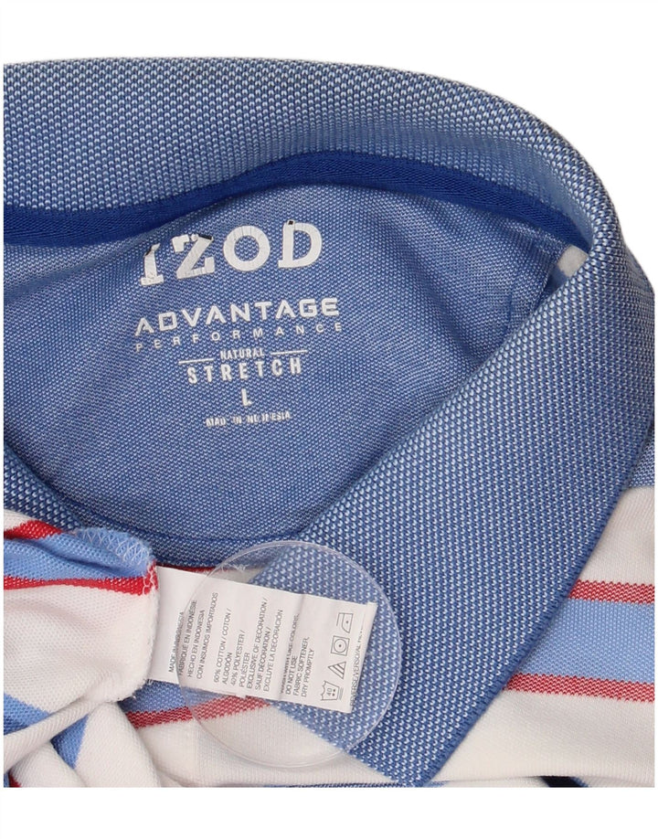 Izod Stretch Polo Shirt til mænd Stor hvid stribet bomuld