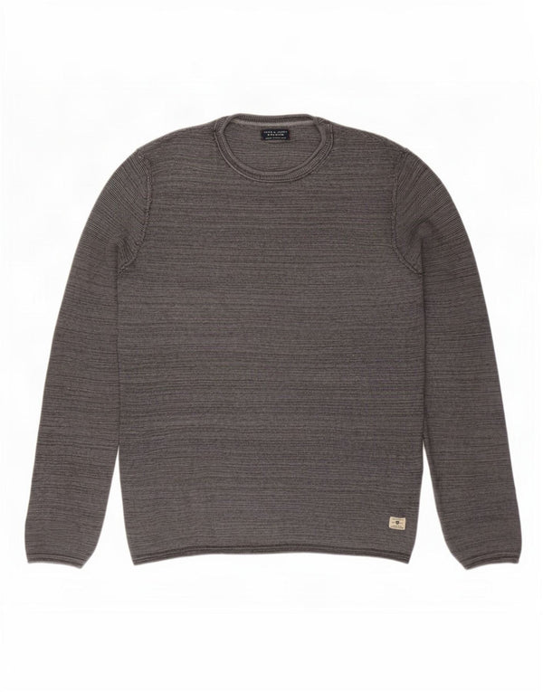 Jack & Jones herre sweater med rund hals, lille grå bomuld