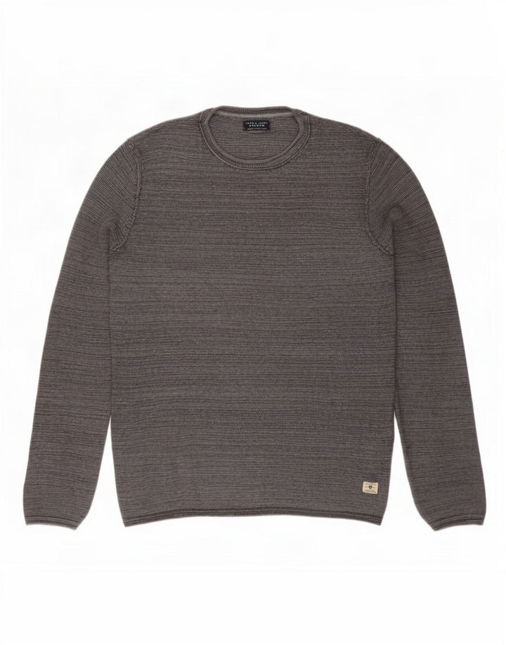 Jack & Jones herre sweater med rund hals, lille grå bomuld