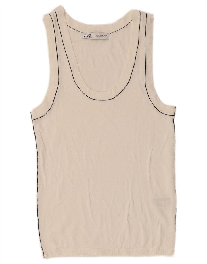 Zara Damevest Top UK 8 Small Off White Viscose