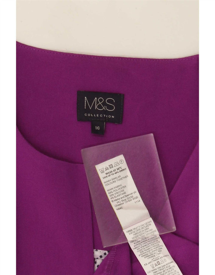 Marks & Spencer Womens Open Blazer Jacket UK 16 Large Purple Polyester