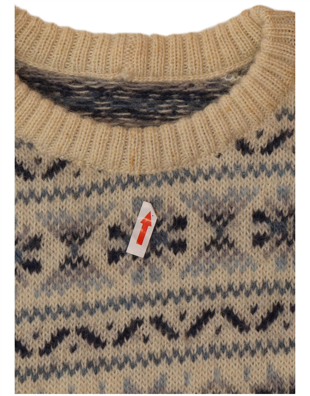 Silvy Herre Crew Neck Jumper Sweater IT 48 Medium Beige Fair Isle