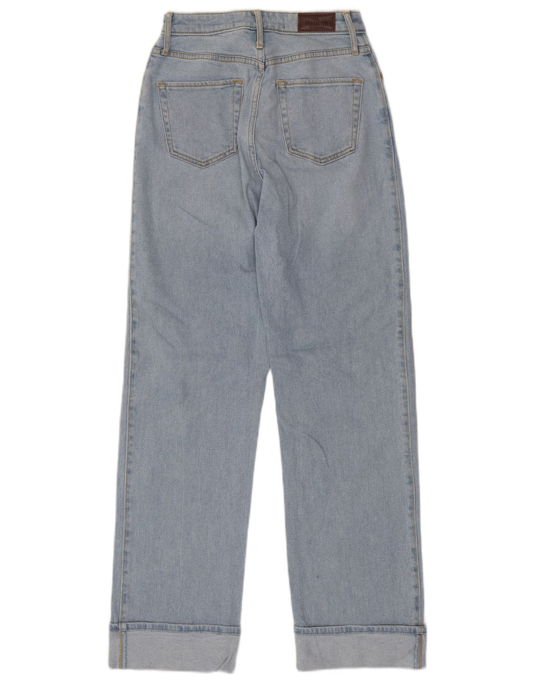 HOLLISTER Højtaljede lige jeans til kvinder W25 L31 blå bomuld