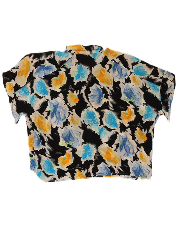 Vintage kvinders kortærmet skjortebluse UK 18 XL flerfarvet blomster
