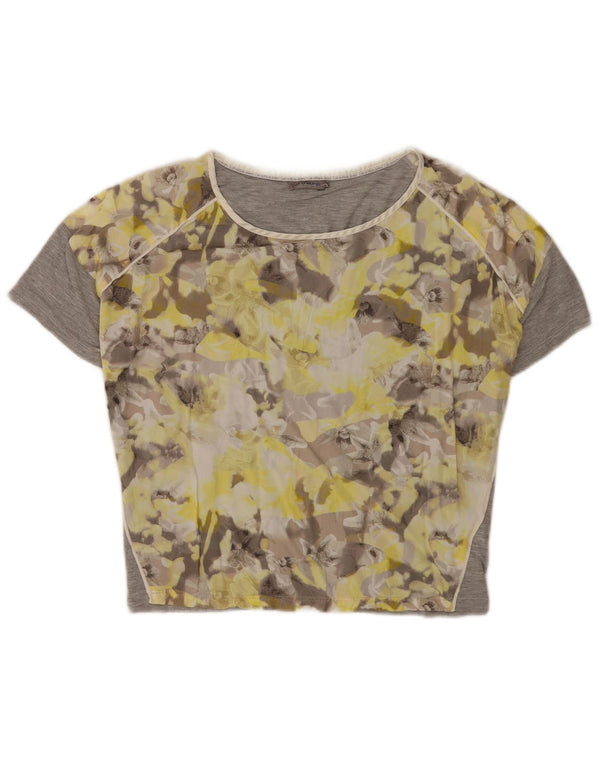Calvin Klein Jeans Dame Grafisk T-Shirt Top UK 14 Medium Grey Floral