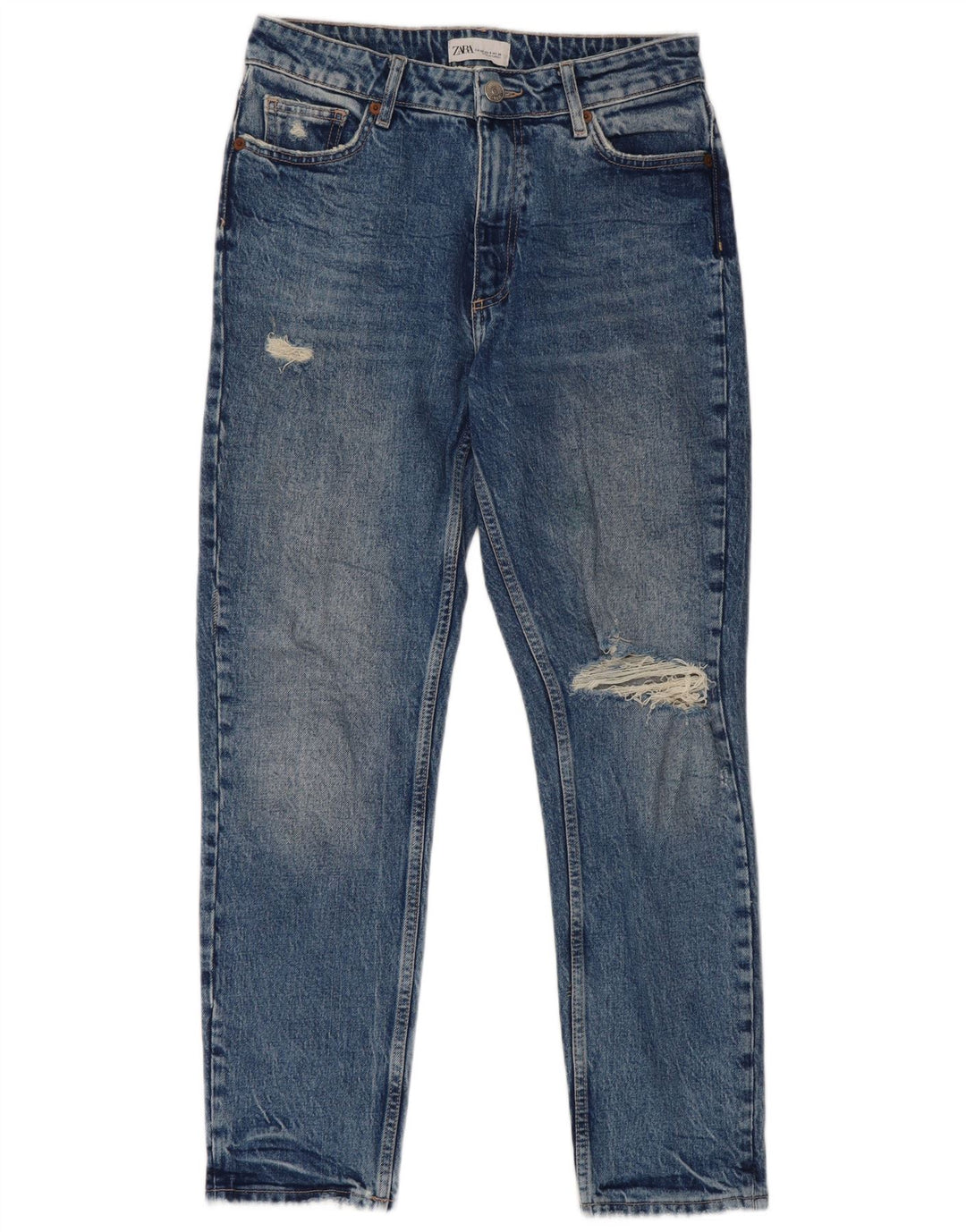 Zara Dame Distressed Slim Jeans EU 40 Medium W30 L27 Blå
