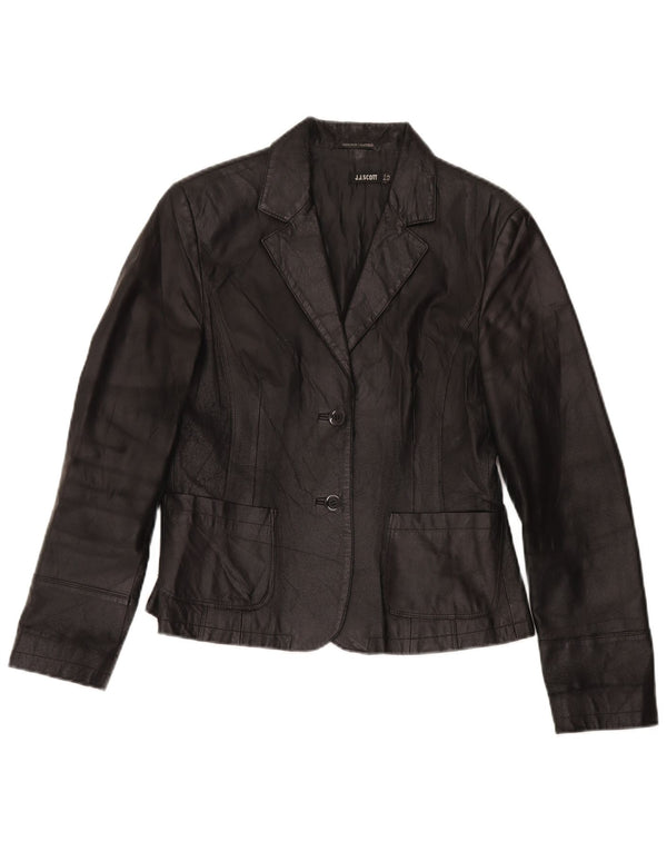 J.J.Scott Dame 2-knaps læder blazerjakke IT 46 Large Sort
