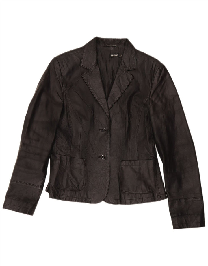 J.J.Scott Dame 2-knaps læder blazerjakke IT 46 Large Sort