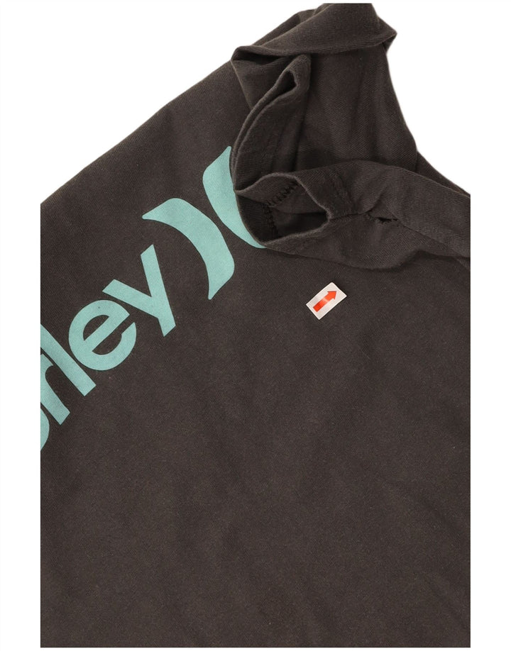 HURLEY Dame Classic Fit Grafisk T-shirt Top UK 18 Medium Grey Bomuld