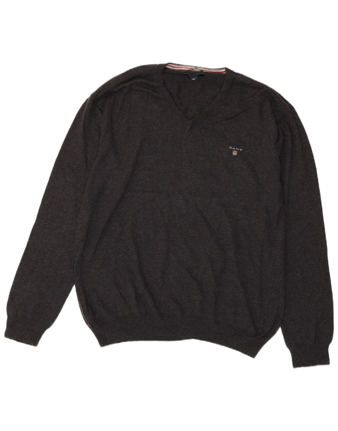 Gant Herre V-hals sweater 2XL Grå Bomuld
