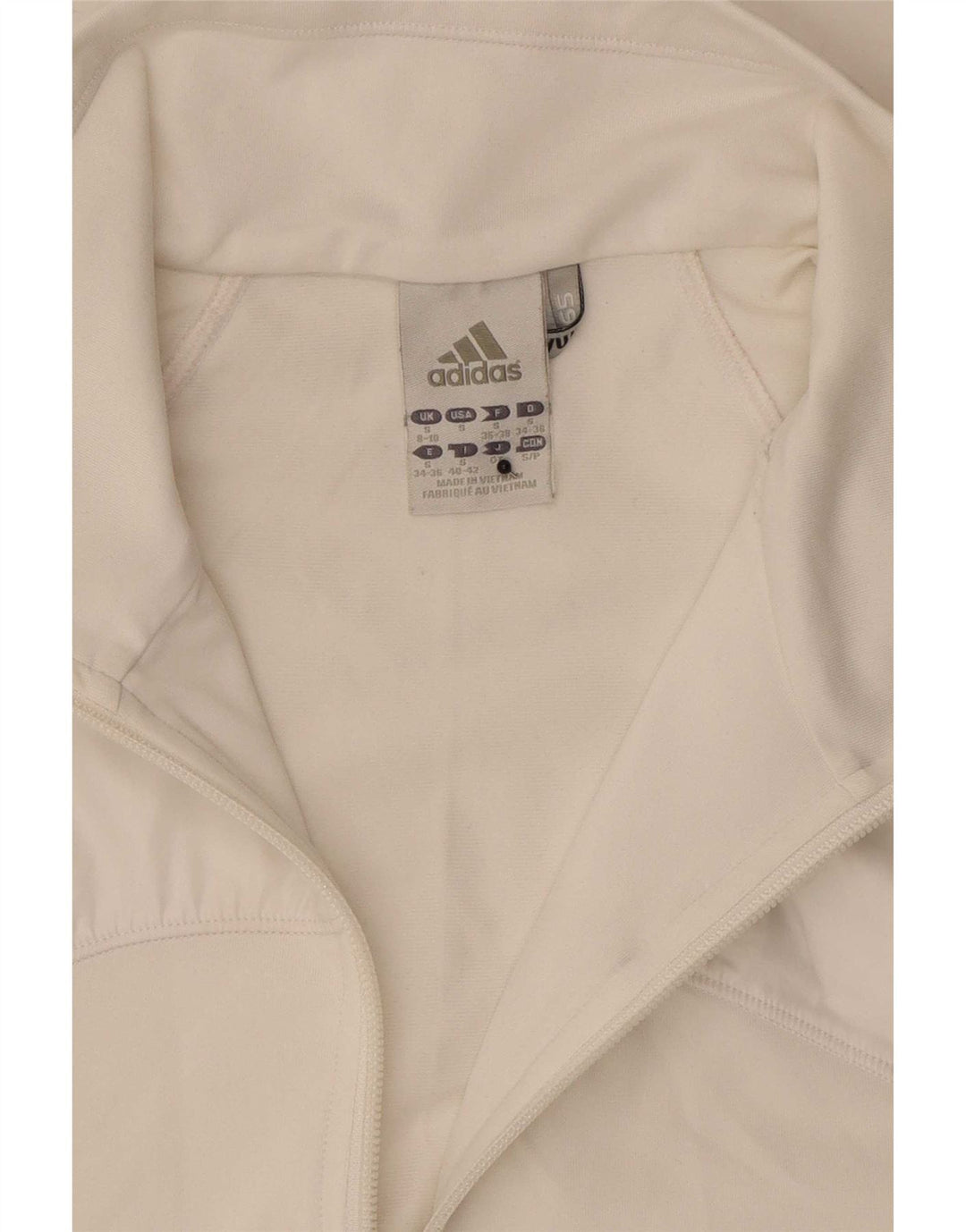 Adidas dame Clima 365 træningsdragt topjakke UK 8/10 Lille hvid polyester