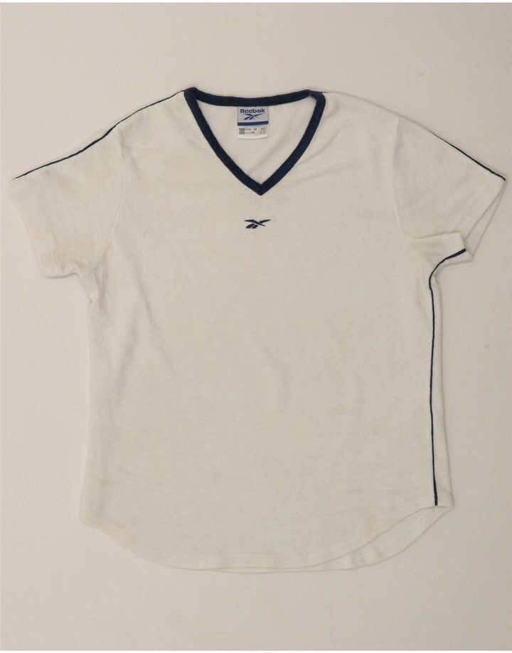 REEBOK Womens T-Shirt Top UK 12 Medium White Cotton Vintage Reebok and Second-Hand Reebok from Messina Hembry 