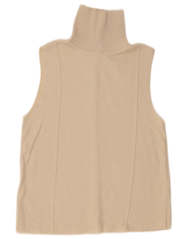 Zara Dame Vest Tank Top UK 14 Medium Beige Polyester