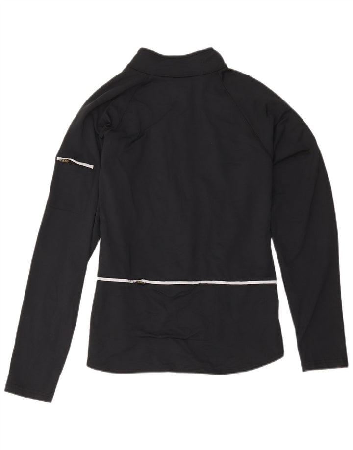 L.L.Bean Dame Pullover med lynlås-hals Træningsdragt Top UK 14 Medium Sort Nylon