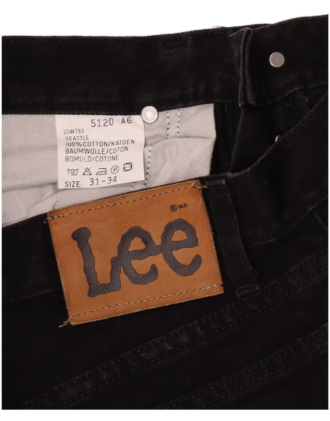 Lee Mens Seattle Straight Jeans W31 L34 Sort Bomuld