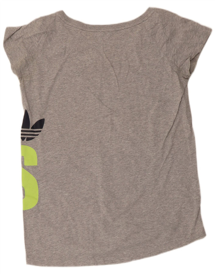 Adidas Dame Grafisk T-Shirt Top UK 16 Stor Grå