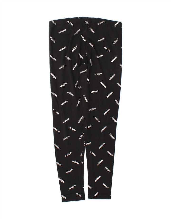 ADIDAS Womens Graphic Leggings UK 12 Medium  Black Vintage Adidas and Second-Hand Adidas from Messina Hembry 