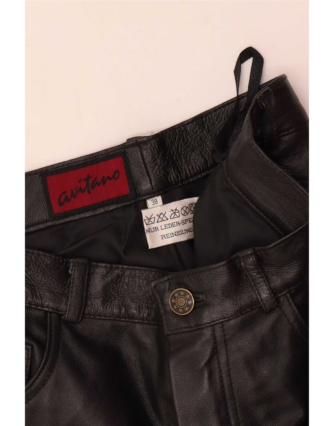 Avitano Dame Slim Læderbukser EU 38 Medium W26 L33 Sort