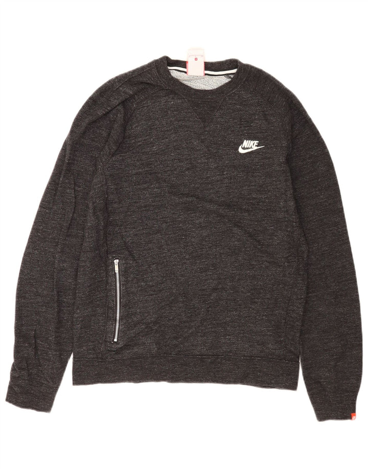 Nike Sweatshirt til mænd, lille grå flækket bomuld