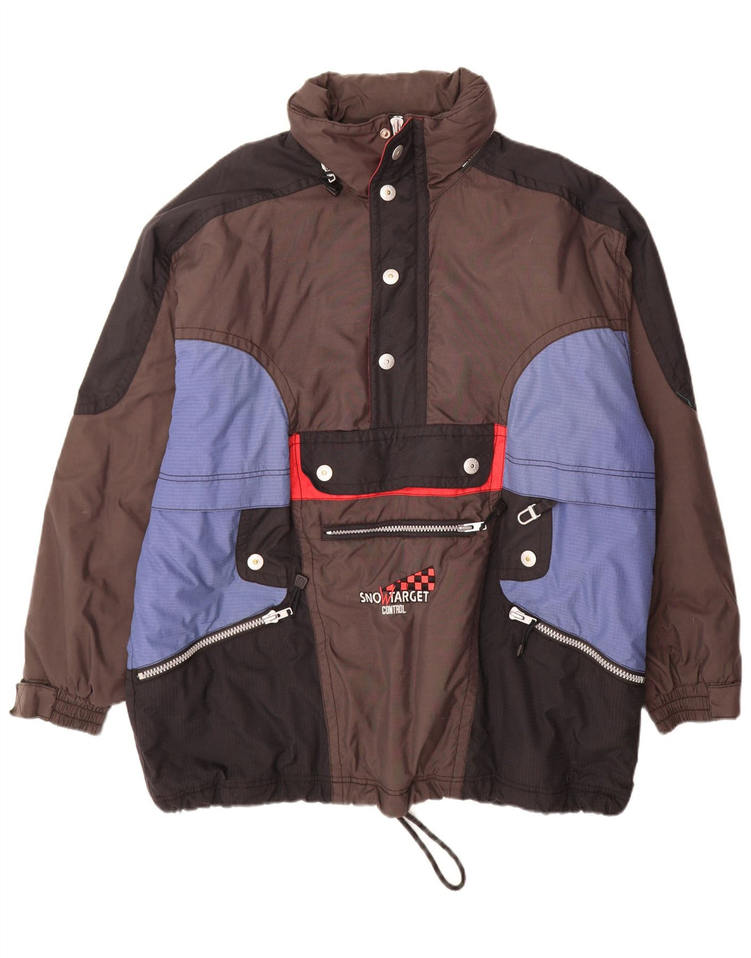 C&A Herre Rodeo Hættetrøje Skijakke UK 44 2XL Brun Colourblock Nylon