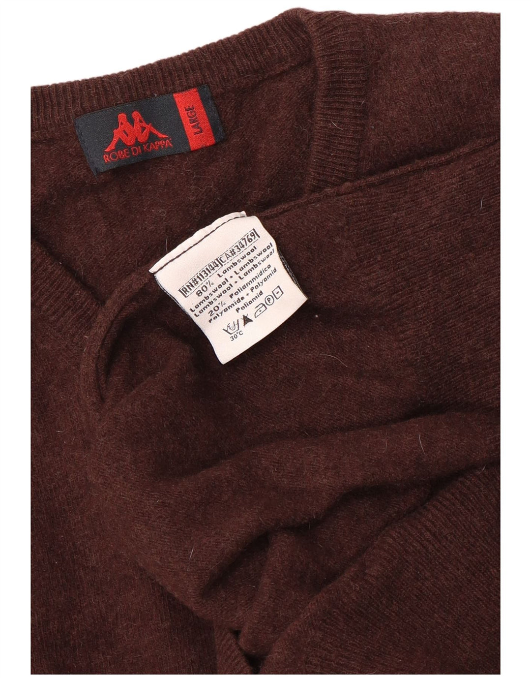 Kappa Dame V-hals sweater UK 16 Stor brun uld