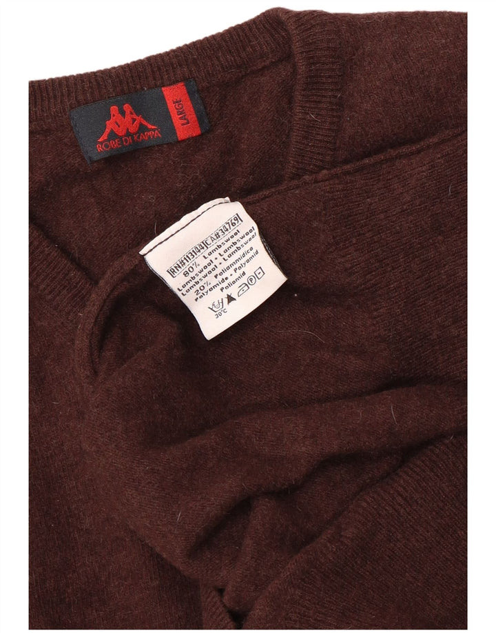 Kappa Dame V-hals sweater UK 16 Stor brun uld