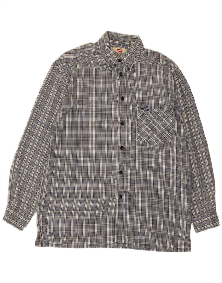 Levi's Mens Shirt Medium Blue Check Cotton