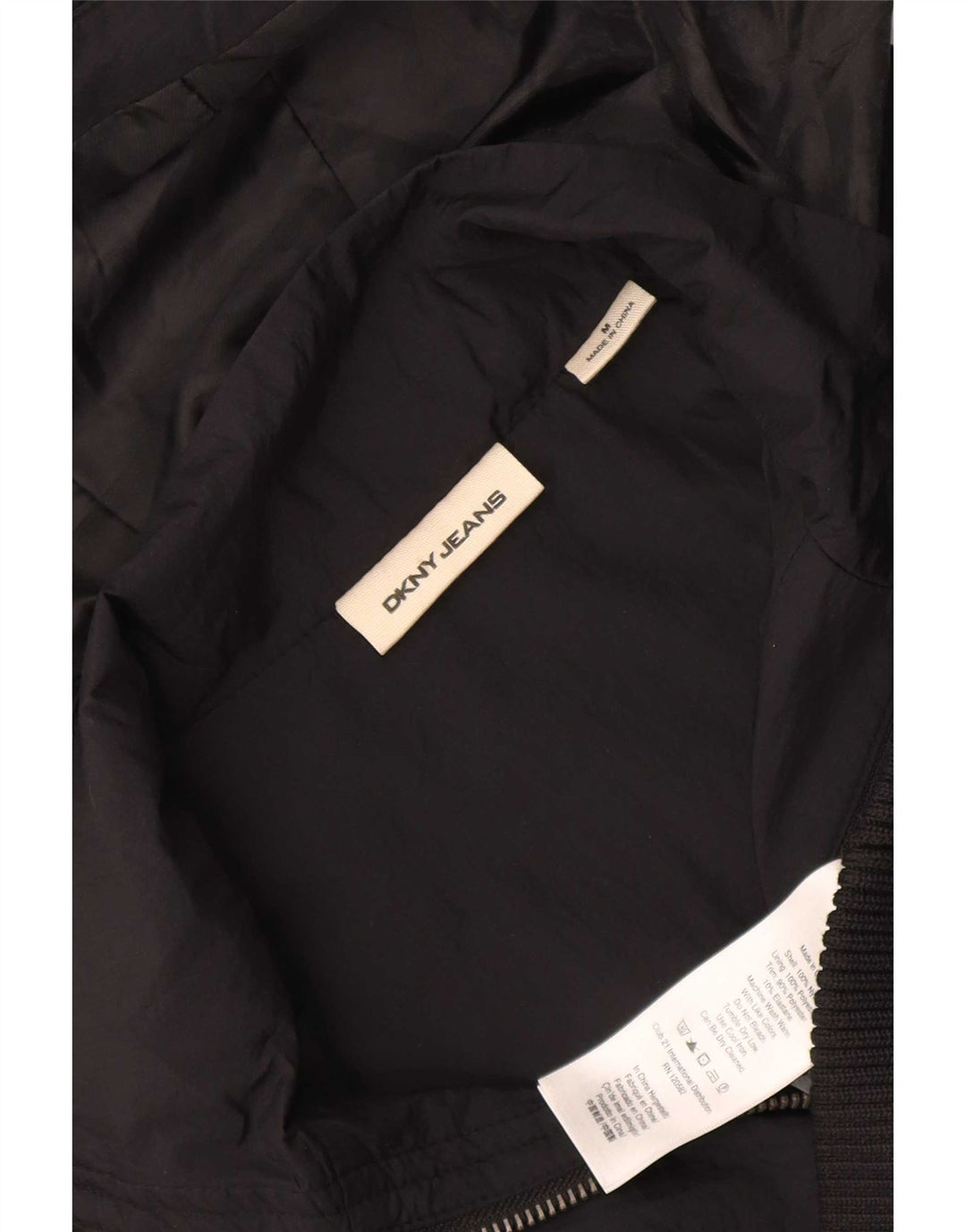 Dkny Dame Hooded Bomber Jacket UK 14 Medium Sort Nylon