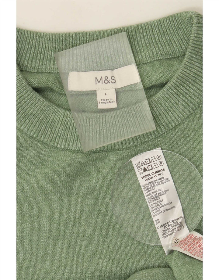 Marks & Spencer Herre sweater med rund hals, stor grøn polyester