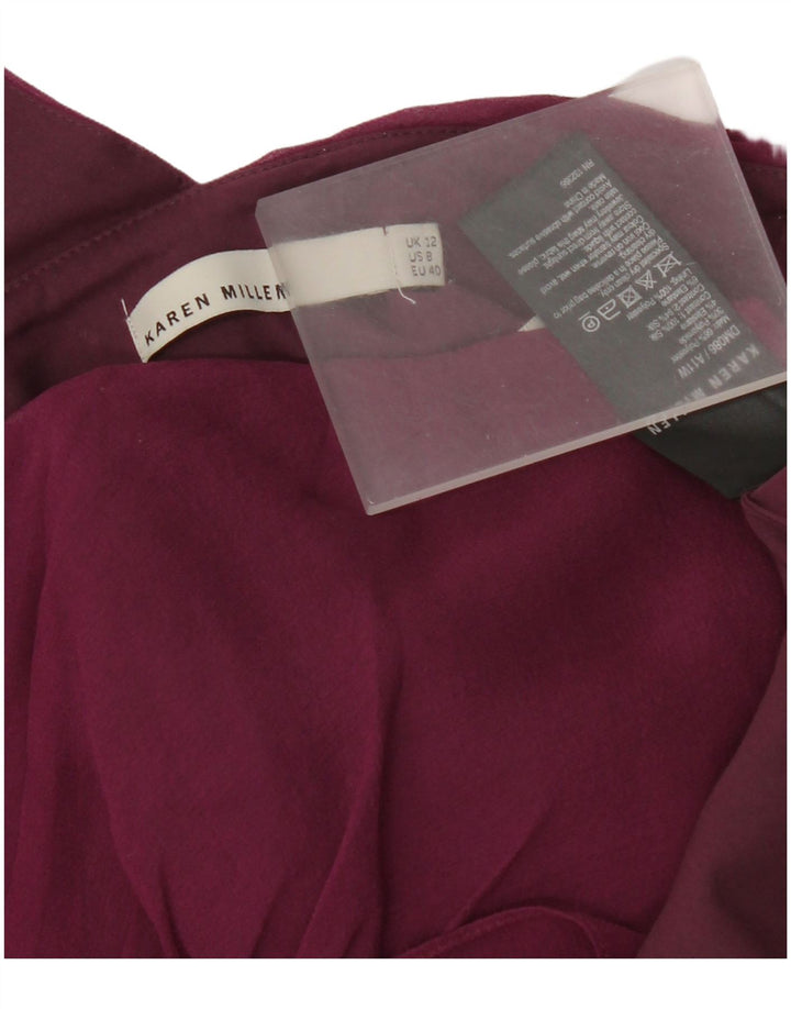 Karen Millen Womens One Shoulder Dress UK 12 Medium Purple Polyester
