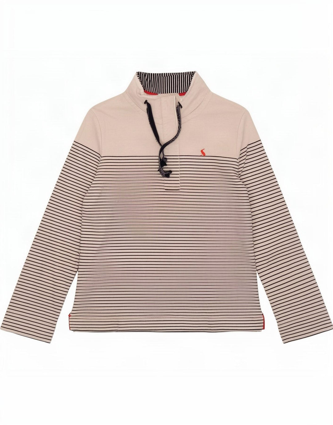 Joules Dame Button Neck Sweatshirt Jumper UK 8 Lille hvid stribet bomuld