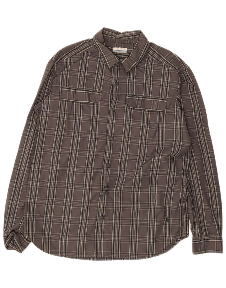 Columbia herreskjorte mellemgrå plaid nylon