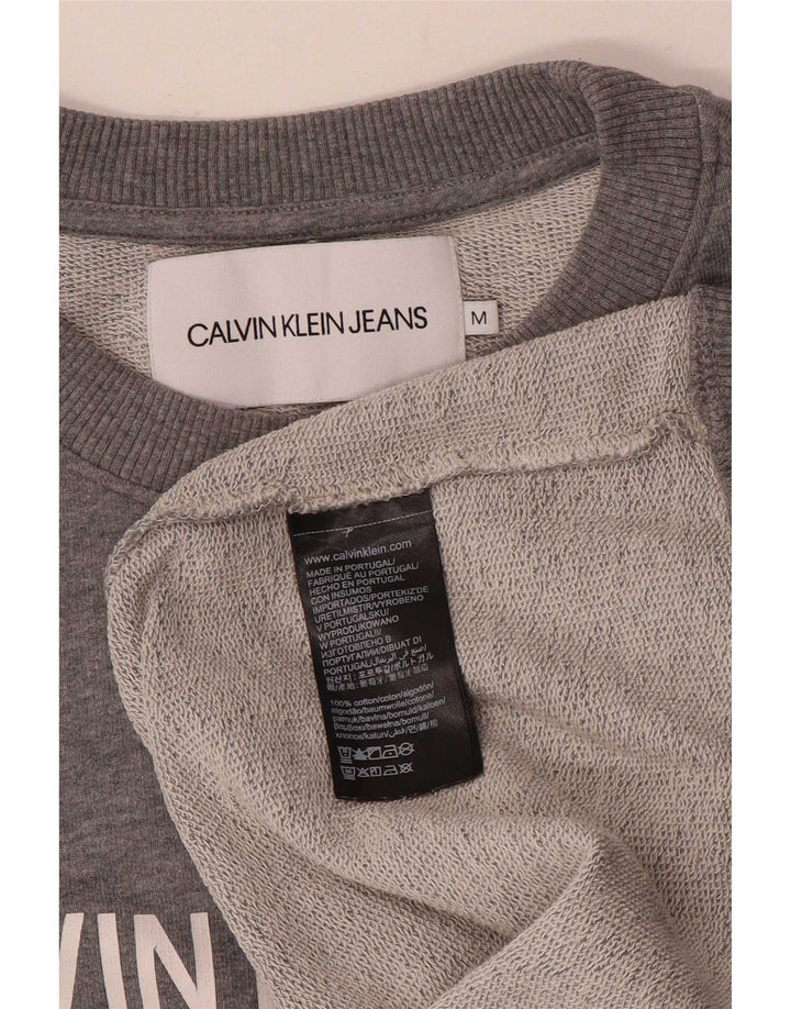 Calvin Klein Jeans Herre Grafisk Sweatshirt Jumper Medium Grå Flecked