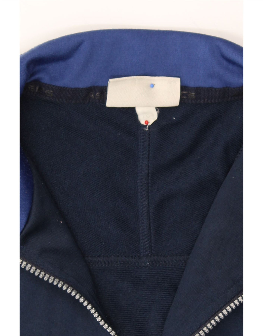 ASICS Boys Tracksuit Top Jacket 13-14 Years Navy Blue Colourblock Vintage Asics and Second-Hand Asics from Messina Hembry 
