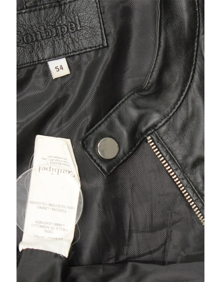 Conbipel Herre Læder Biker Jacket IT 54 XL Sort Læder