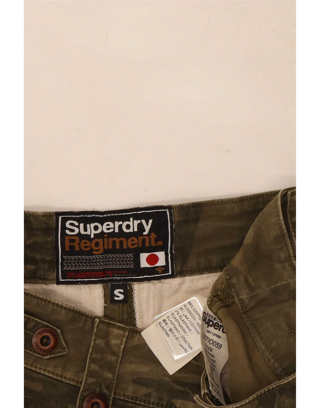 Superdry Cargo Shorts til kvinder Small W30 Khaki Camouflage Bomuld