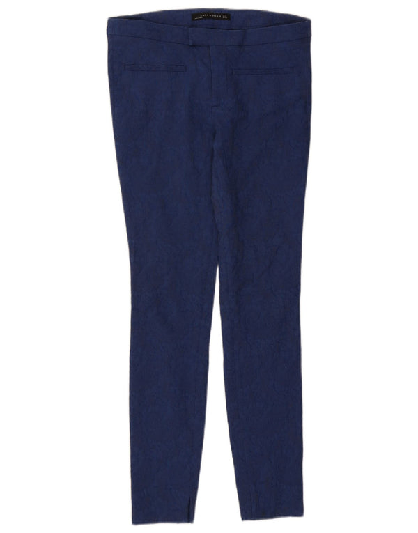 Zara Womens Skinny Casual Trousers Small W26 L28 Blue Paisley