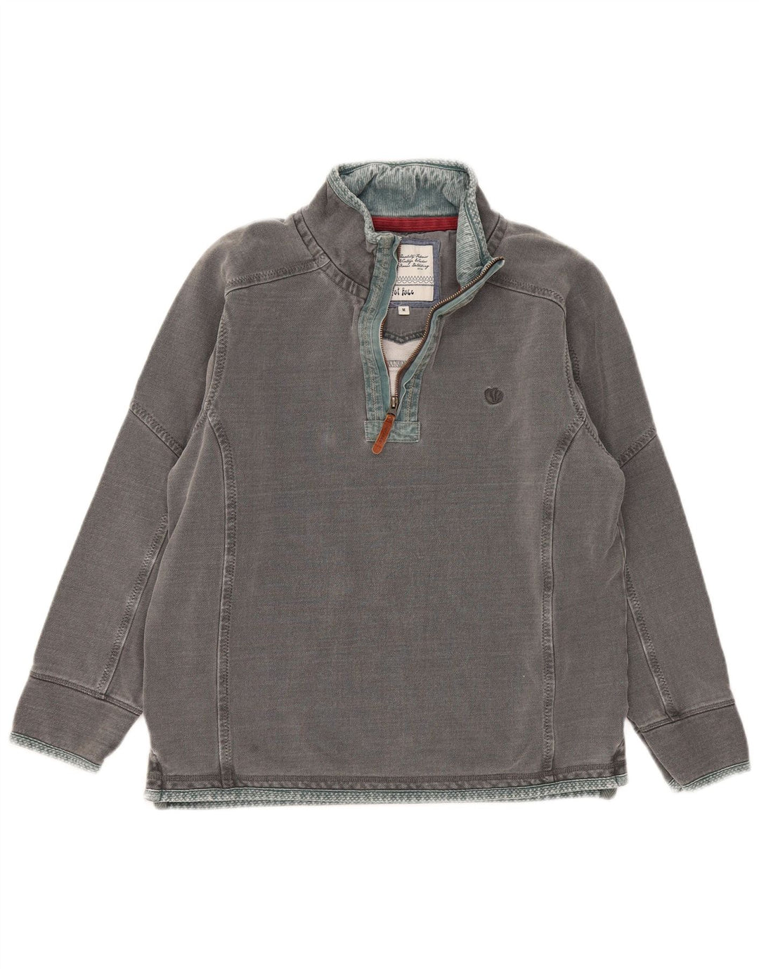 Fat Face Herre Zip Neck Sweatshirt Jumper Medium Grå Bomuld