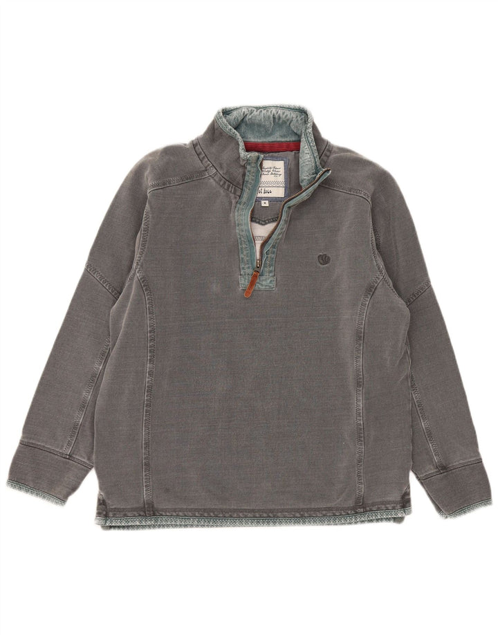 Fat Face Herre Zip Neck Sweatshirt Jumper Medium Grå Bomuld