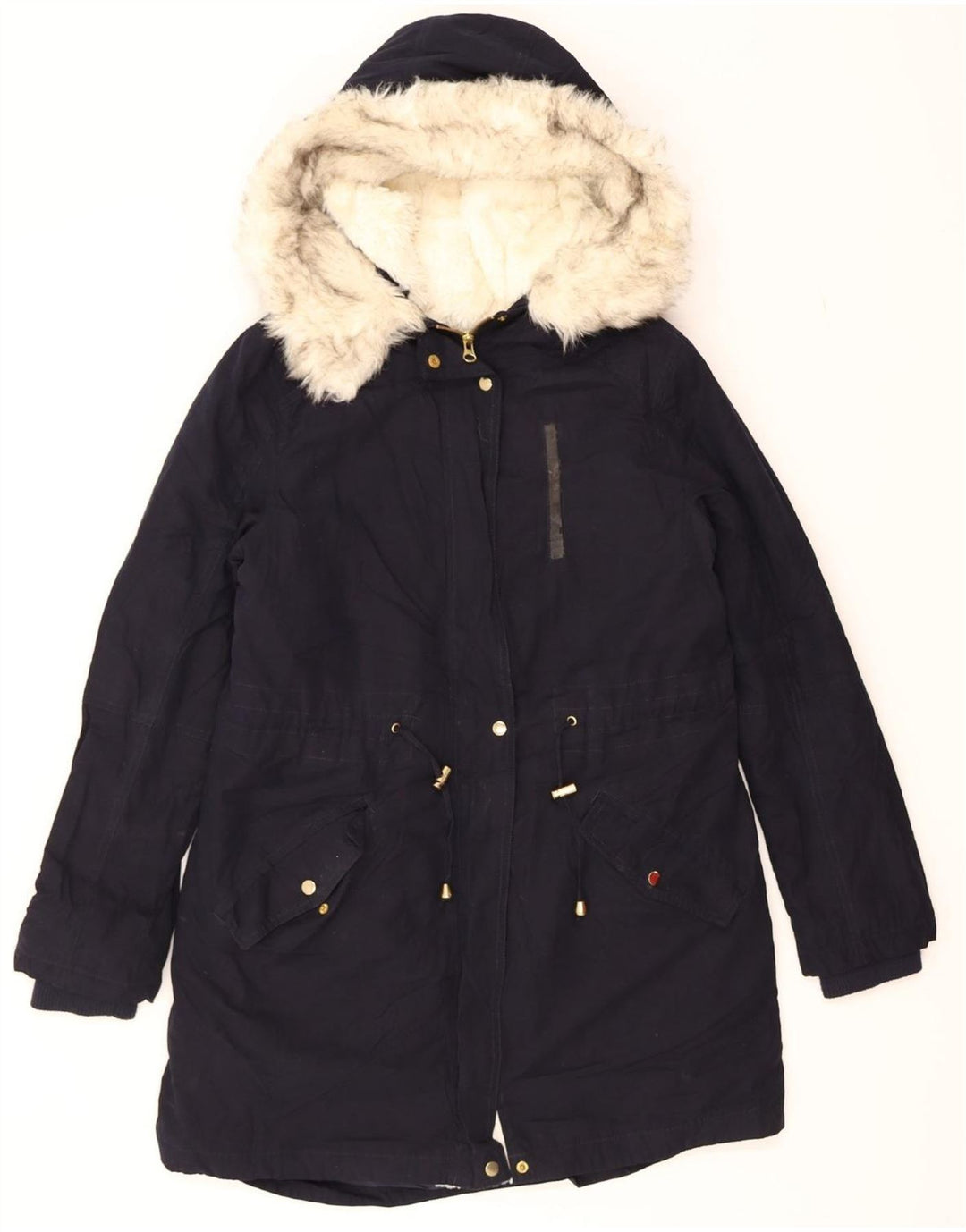 OASIS Womens Hooded Parka Jacket UK 10 Small Navy Blue Polyester Vintage Oasis and Second-Hand Oasis from Messina Hembry 