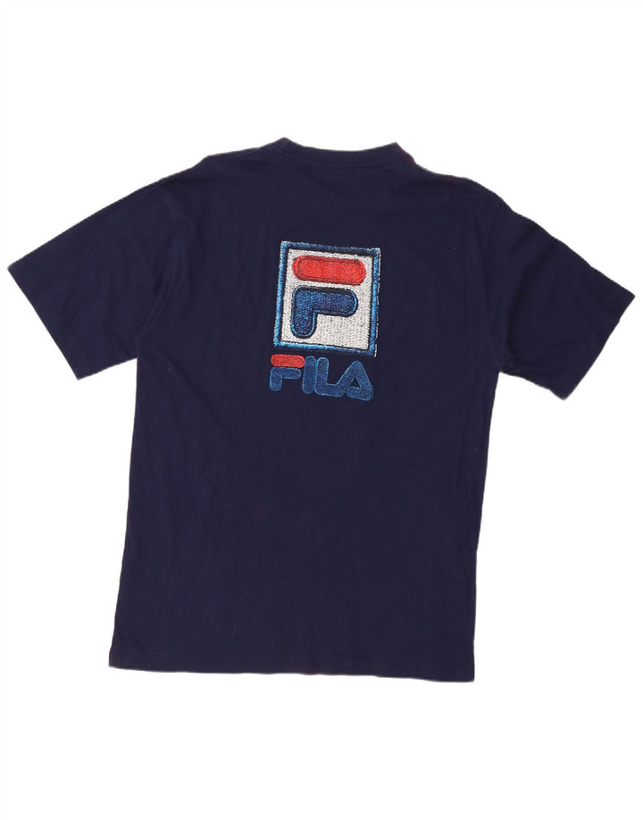 FILA Herre grafisk T-shirt Top Medium Marineblå Bomuld